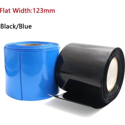 Black Blue PVC Heat Shrink Tube 123mm Flat Width Φ78mm Heat Shrinkable Film Battery Sleeve