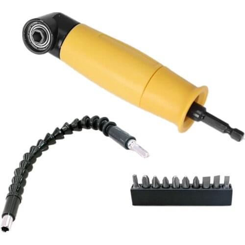 90 Degree Angle Drill Adapter Right Angle Driver Angle Extension Power Screwdriver Drill Attachment 1/4inch Hex Bit Corner Bits