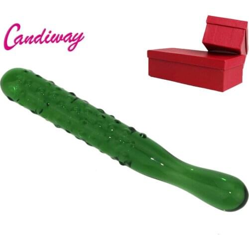 Green Cucumbe Shape Glass Pyrex glass dildo fake penis crystal anal butt plug G-spot female masturbation Sex toys for women