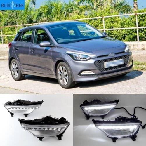 1Pair Car LED Daytime Running Light DRL Waterproof 12V Fog Lamp cover For Hyundai I20 2015 2016 2017