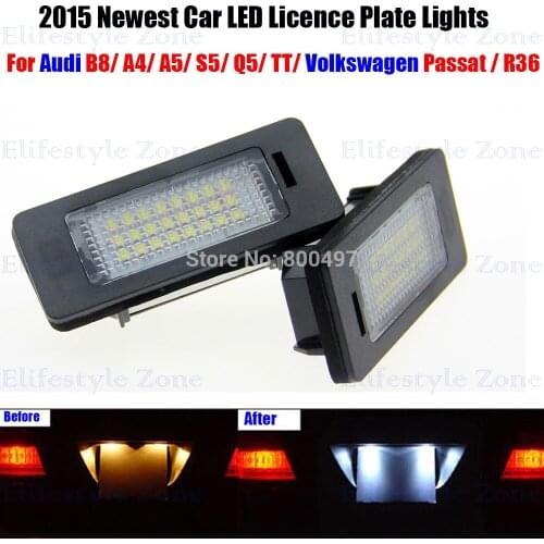 2 x LED Number License Plate Lamps OBC Error Free 24 LED For Audi A4 A5 S4 S5 Q5 TT Volkswagen Passat R36