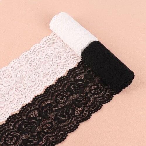 2yards White Fabric Lace Trim Elastic Ribbons for DIY Sewing Accessories Supplies Garment Wedding Decoration