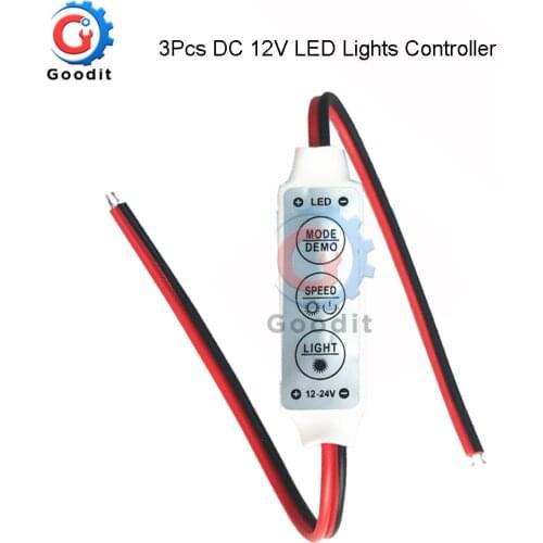 3Pcs DC 12V LED Lights Controller Remote Controller RGB LED Strip 3key for SMD 5050 3528 5630 LED Strip Light