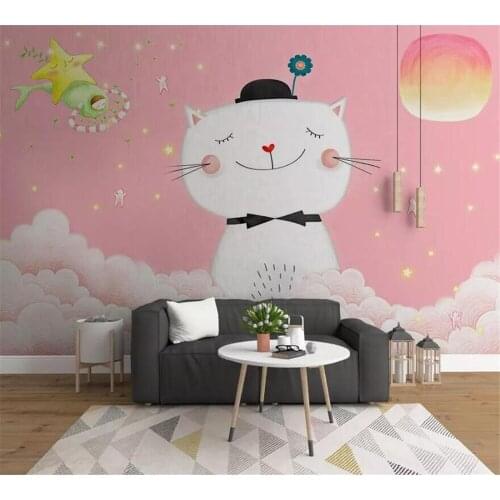 Beibehang 3D wallpaper customization high-end Nordic minimalist kitten kids room decoration background wall papel de parede