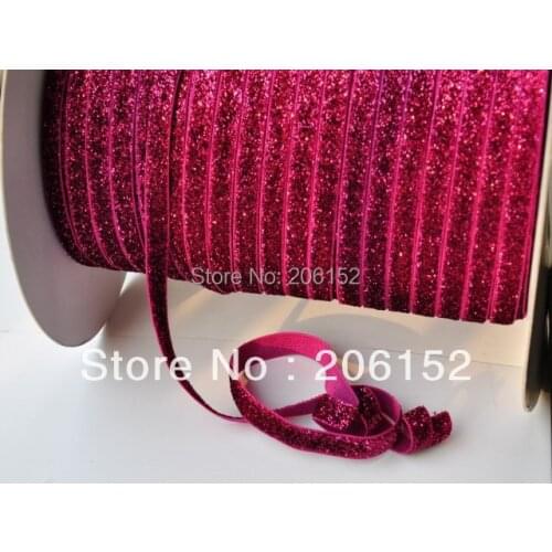 50yards 5 colors 3/8" Glitter Elastic FOE Elastic Fold Over Elastic Ribbon Webbing for DIY Headwear Headband Hair Accessories