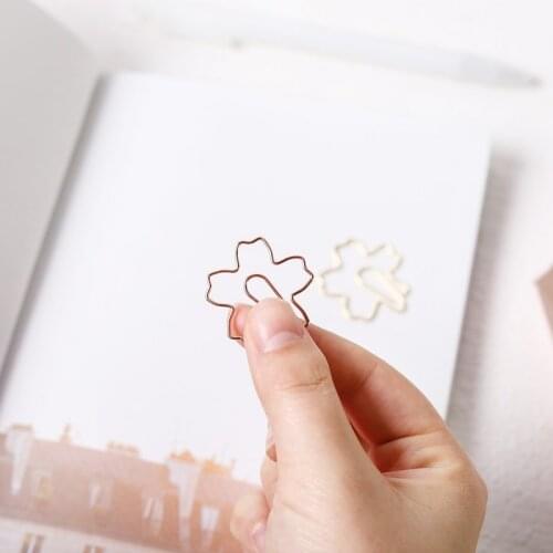 8pcs/box Sakura Metal Gold Rose Gold Color Clip Bookmark Metal Office Binding Supplies Paper Clips Office Binding Supplies