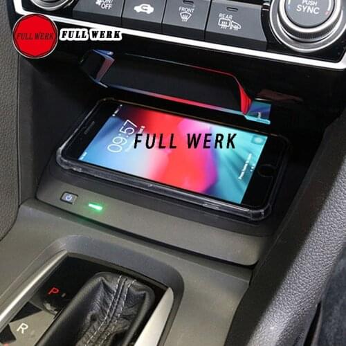 1PC 10W Car Phone Wireless Charger Fast Charging Wireless Charger Mount Holder Support Stand for Honda Civic 16-19 Accessories