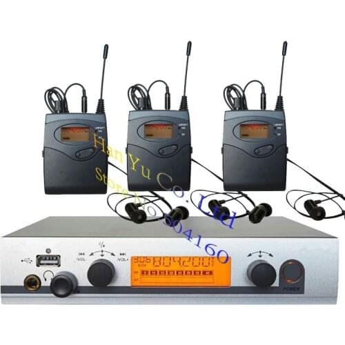 3 Receivers Pro ear monitors wireless Feedback System with in-ear headphone for Stage Performance Club Bar TV station Monitoring