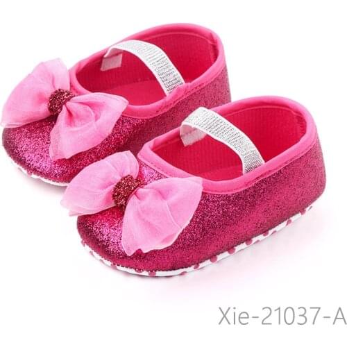 Infant Newborn Baby Girls Spring Summer Autumn Flats Glitter Bowknot Princess Dress Shoes No-Slip First Walkers