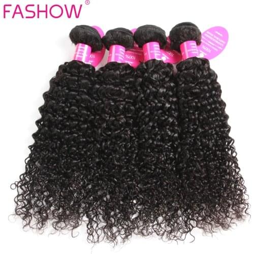 Fashow Mongolian Kinky Curly Hair 4 Bundles 100% Human Hair Weave Bundles Natural Color Mongolian Deep Curly Wave Non Remy Hair