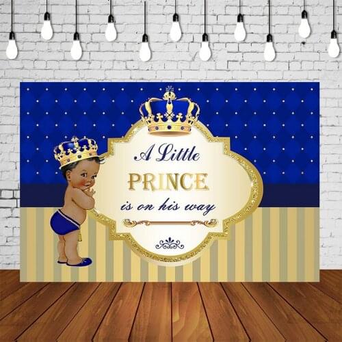 Royal Blue Boy Baby Shower Backdrop Baby Boy Babyshower Party Banner Blue Golden Background Studio Photo Celebrating Decorations