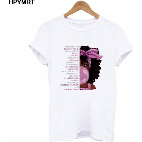 Fashion Cute Black Girl Printed Casual Women T-Shirt O-Neck Short Sleeve Tshirt Tee Top Clothing Summer Harajuku T shirt Femme