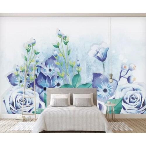 Bacal Customized 3D mural wallpaper modern contracted blue flower background wall decoration painting 5d wall paper huda