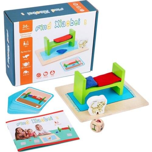 Wood Color Looking For Kittens Card Paired Assembly Puzzle Logic Game Color Box Children Montessori Educational Board Game