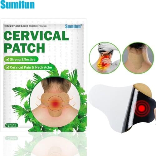 12pcs/bag Sumifun Neck Patch Joint Cervical Spondylosis Pain Relief Sticker Rheumatoid Arthritis Wormwood Medical Plaster K04801