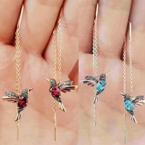 Lovely Earrings Gold color Bird Earrings Long Tassel Pendant Earrings Crystal Earrings for Women Girls Gift