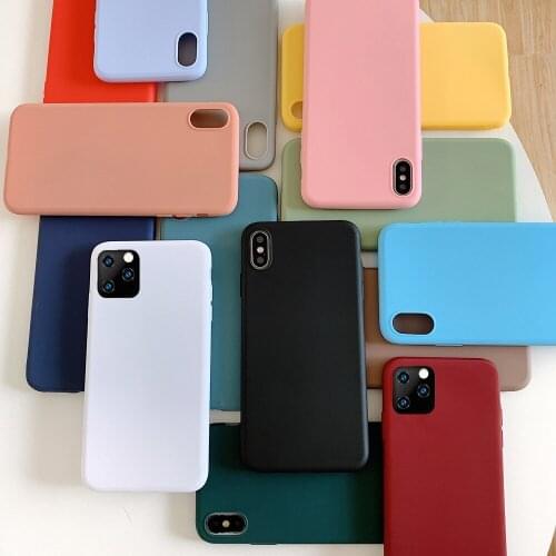 For iPhone 7 Phone Case Simple Solid Candy Color For iPhone 12 11 Pro X XR XS Max 6 6s 8 Plus Silicone Soft TPU Back Cover