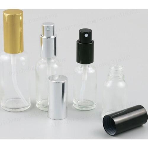 Transparent Empty Glass Bottle With Aluminium Mist Sprayer Travel Glass Parfum Bottle 100ML 50ML 30ML 20ML 15ML 10ML 200PCS