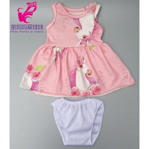 Dropshipping doll Clothes for 43cm baby doll dress pink unicorn doll dress under wear for 18" doll accessory toys clothes