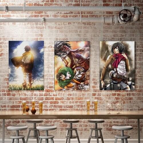 WTQ Attack on Giant Retro Poster Japanese Anime Poster Canvas Painting Wall Decor Wall Art Picture Room Decor Home Decor