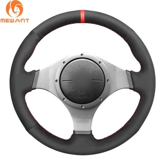 MEWANT Black Synthetic Suede Hand Sew Car Steering Wheel Cover for Mitsubishi Lancer Evolution 8 VIII Lancer Evolution 9 IX