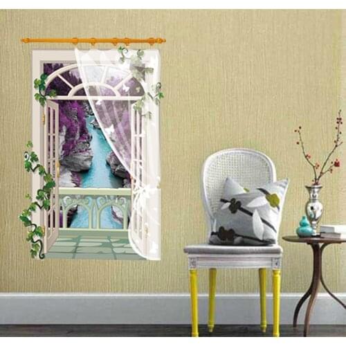 Vertical screen window scenery false window landscape wall decal environmental protection Removable Wall Sticker