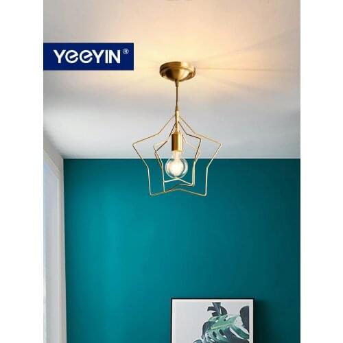 YEEYIN Pendant Lights Aisle Corridor Light Simple Copper Pendant Lamp Creative Star Foyer Bar Entrance Nordic Lamps 220V