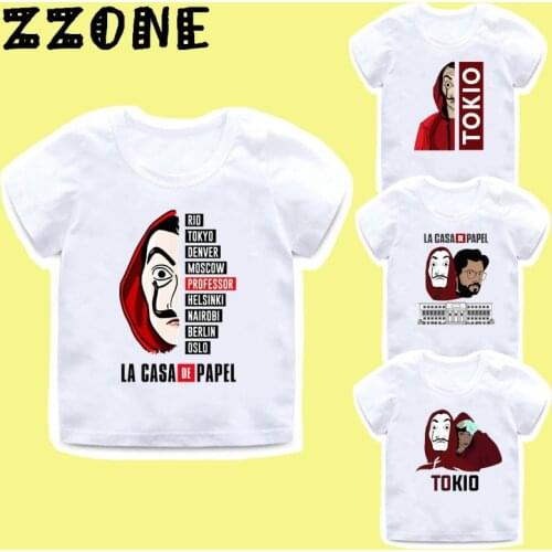 Boys Girls La Casa De Papel Funny T shirt Kids TV Series Clothes Children Money Heist Tops Baby Short Sleeve T-shirt