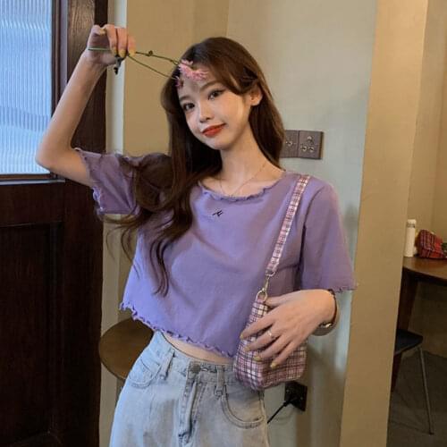 Woman TShirts Crop Top Summer High Waist Top Womens Short-Sleeved T-shirt Mujer Camisetas