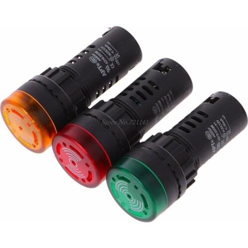 Buzzer Lamp AD16-22SM LED Flash Alarm Indicator Signal Lamp With Buzzer 12V Red Green Yellow Whosale&Dropship