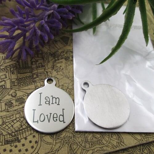 20pcs--"I am Loved"stainless steel charms 5 styles for choosing DIY Charms for necklace bracelets