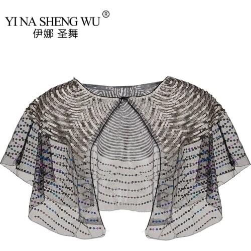 1920s Retro Lady Mesh Scarf for Party Women Shawl Sequin Beaded Great Gatsby Flapper Cover Up Vintage shawl Women New Shawl