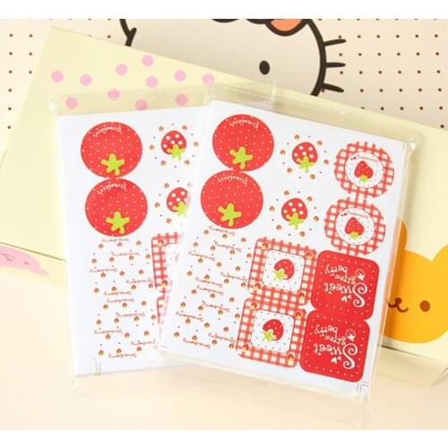 Hot Sale DIY Decoration Gifts Wholesale Strawberry pattern Scrapbook paper stickers label adhesive stickers 24Pcs