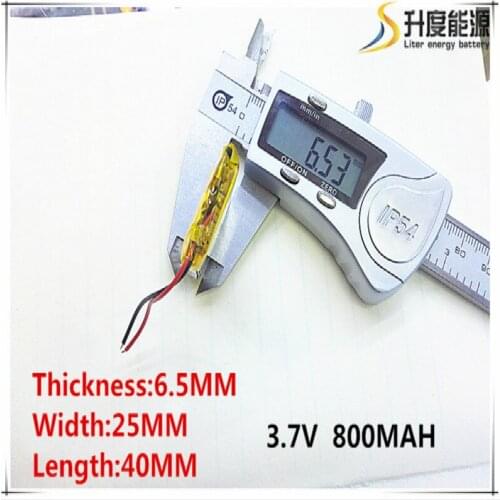 3.7V lithium polymer battery 652540 6.5*25*40 MP3 DIY Speaker millet Bluetooth 800MAH Free shipping