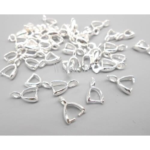 50PCS Wholesale 925 Silver For Necklace Earrings DIY Jewelry Making Results Bail Connector With Clip Pendant Linker