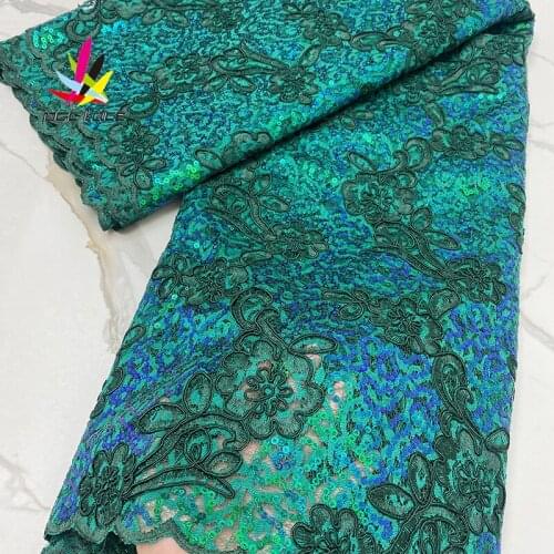 Sequin Tulle Lace Quality African Mesh fabric embroidered french tulle fabric with embroidery design Net Africain du Nigeria