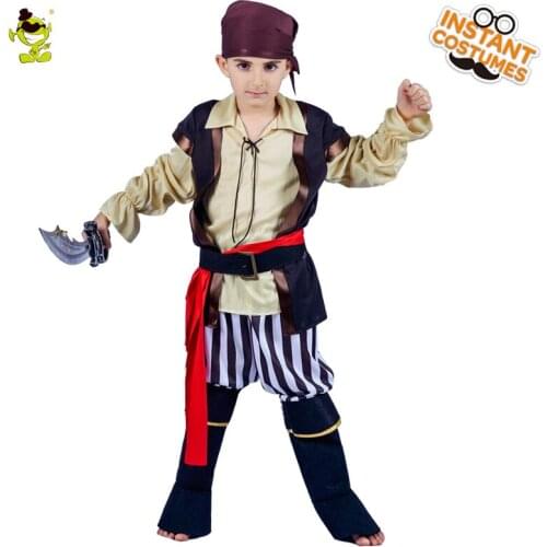 Boys Pirates Outfit Halloween Costume for Children Pirate Clothes Cosplay Purim Carnival Party