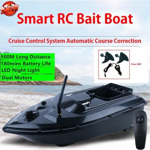 Remote Control Fishing Bait Boat RC 180mins Actiong Time 500m Distance Double Motor LED Night Light Large Capacity RC Fish Boat