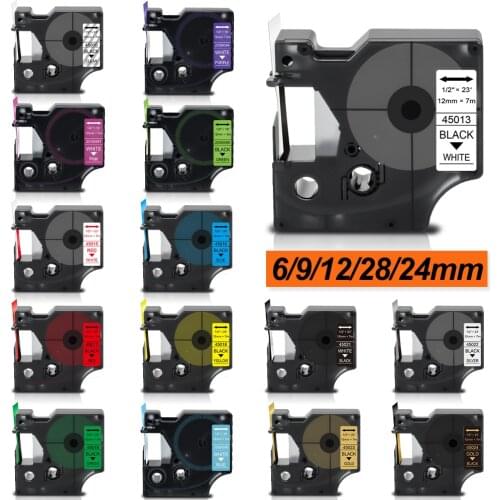 6/9/12mm 45013 40913 43613 Label D1 Tape for DYMO 45010 45016 45018 Labels fit for Dymo LabelManager 160 280 Labeling Machine