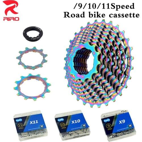 Road Bike Freewheel 9 Speed 11-28T Gear Ratio Colorful Road Bicycle Cassette 10S 11S Sprocket Cycling Parts For Shimano Sram
