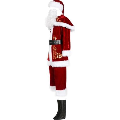 Classic Adult Santa Claus Cosplay Costumes Christmas Couple Performance Clothes Holiday Lovers Party Dancing Uniform Robe Suit