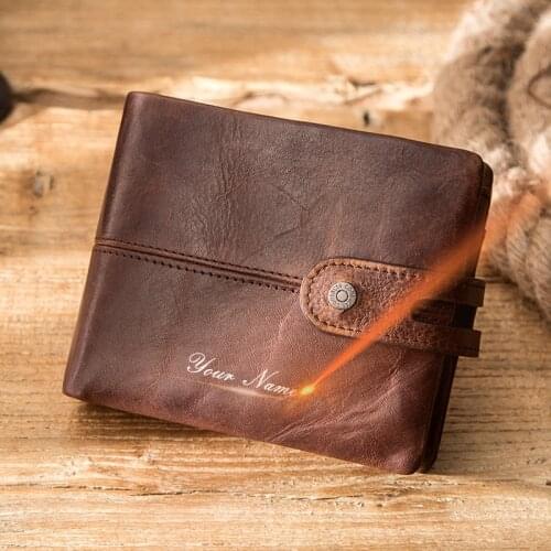 Contacts Casual Wallet Men Genuine Leather Wallets Small Coin Purse Hasp Design Leather Money Bag Male Card Holder Wallet RFID