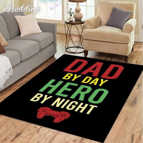 Dad By Day Hero By Night Gamer Carpet Large Carpets for Living Room Cartoon Kids Bedroom Play Floor Mat Teenager Room Decoration