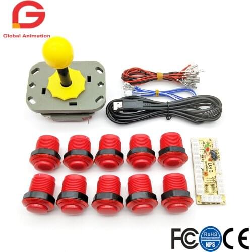 Arcade DIY Kit USB Zero Delay USB Encoder Fighting Joystick and 28mm Built-in micro button For Mame PC Raspberry pi