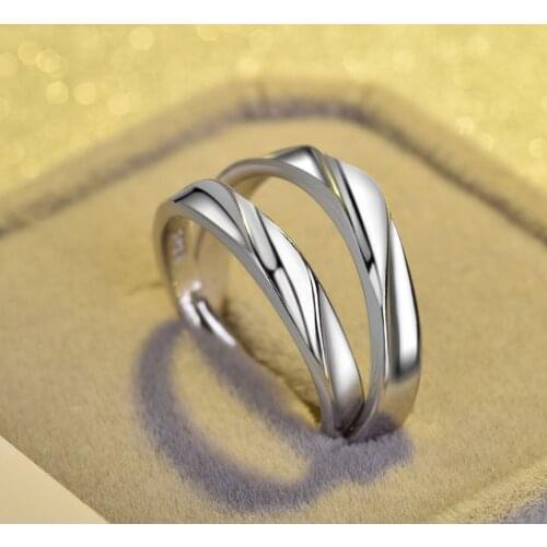 S925 silver couple ring Korean Korean fashion intertwined love couple ring pair silver jewelry allied express