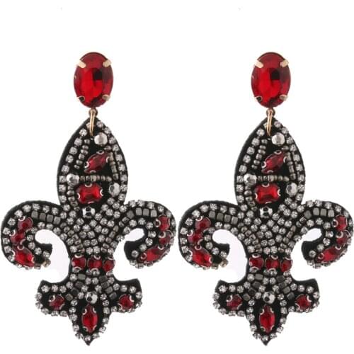NeeFuWoFu Anchor Earring Flowers earrings Handmade Grape Rhinestone Exaggeration glass Fashion Ear Drops Wholesale jewelry