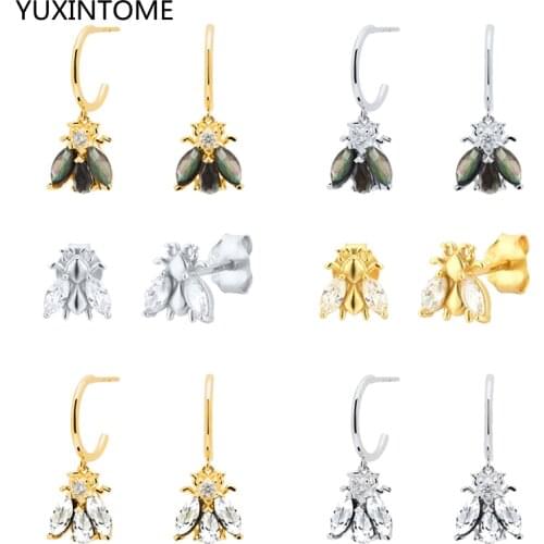 Cute Bee Drop Earrings 925 Sterling Silver Ear Needle CZ Insect Dangle Earrings Small Earrings For Women Jewelry Pendanties