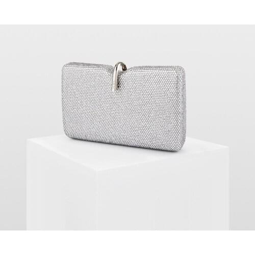 Bridal Metal Silver/Red Clutch Bag Women Crystal Gold Evening Bag Wedding Party Handbags Purse Lady Diamond Rhinestone Clutches