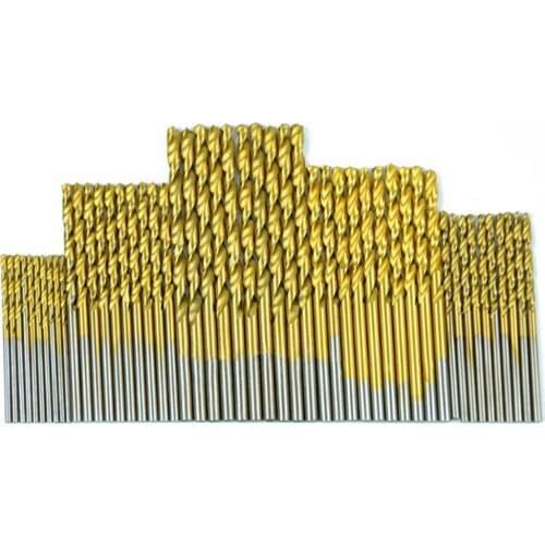 50Pc 1/1.5/2/2.5/3mm Tungsten Carbide Twist Drill Bit Power Tool High Speed Steel HSS Titanium Coated Drill Bit 1/4 Hex Shank
