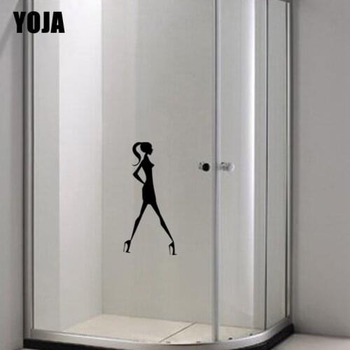 YOJA 27x13.9CM Fashion Beautiful Girl Home Decor Wall Sticker Bathroom Glass Applique G2-0149